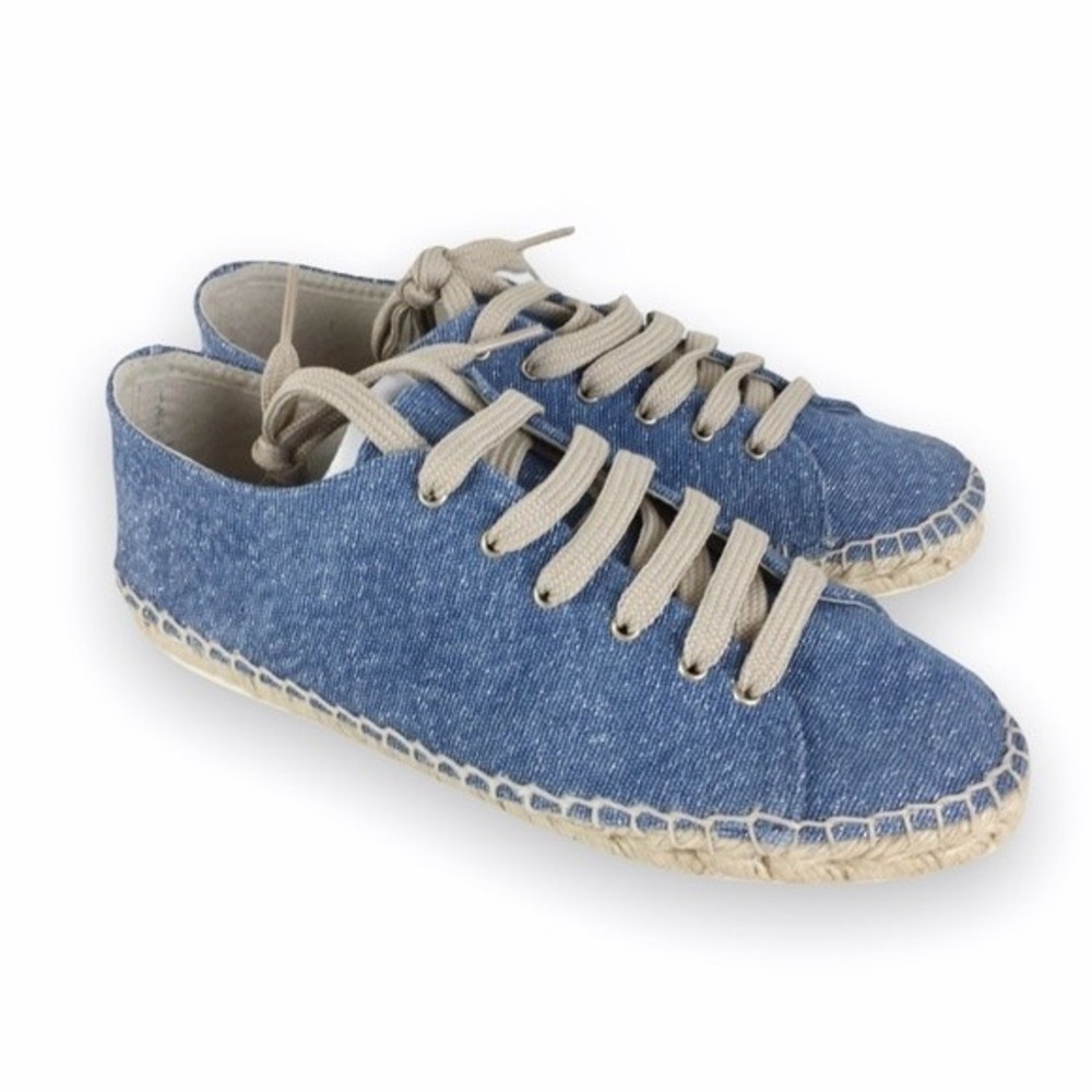 Anthropologie Maypol Womens Size 6.5 37 Denim Espadrille Lace Up Sneakers‎ Shoes